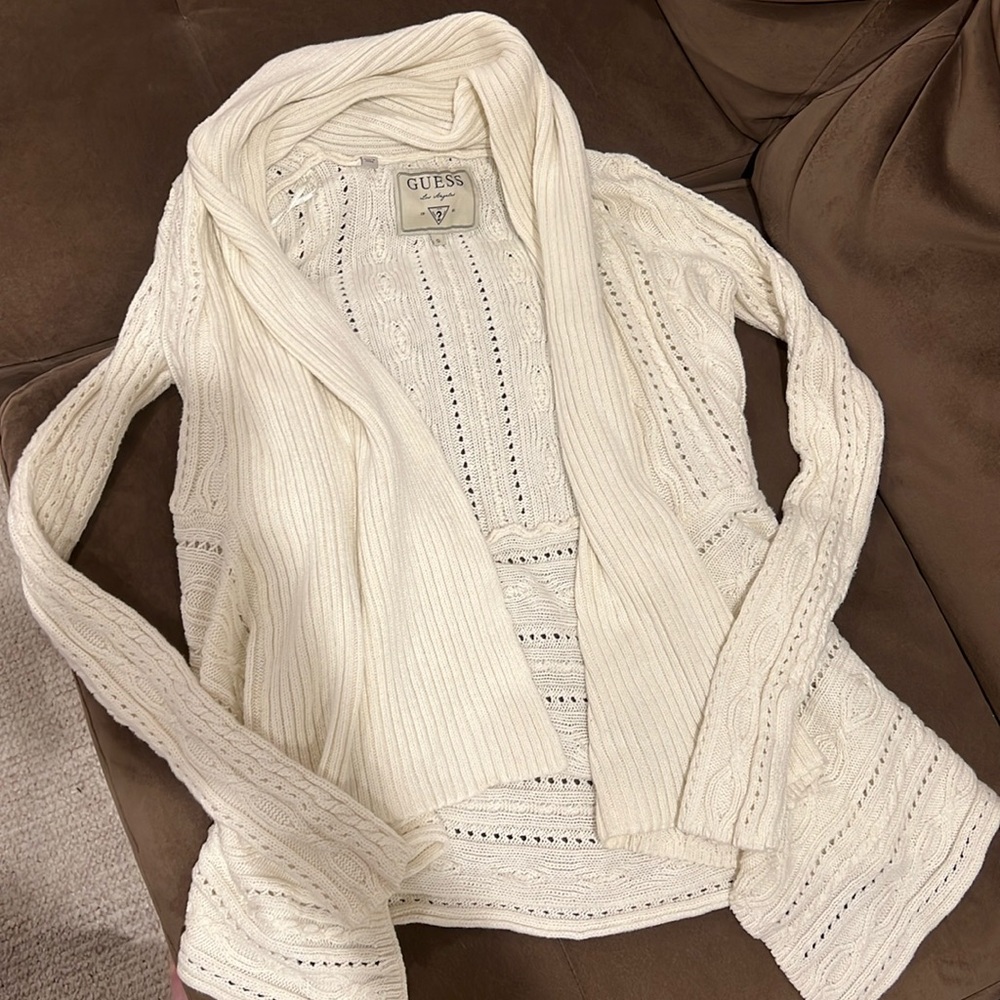 Guess white knit cardigan